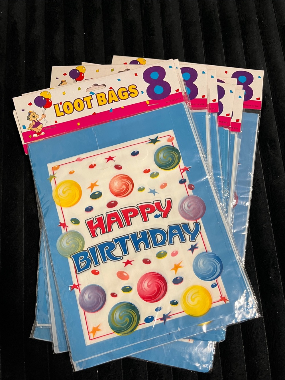 Happy Birthday Party Favor Bags - Blue (13 Packs, 104 Party Favor Bags in Total)